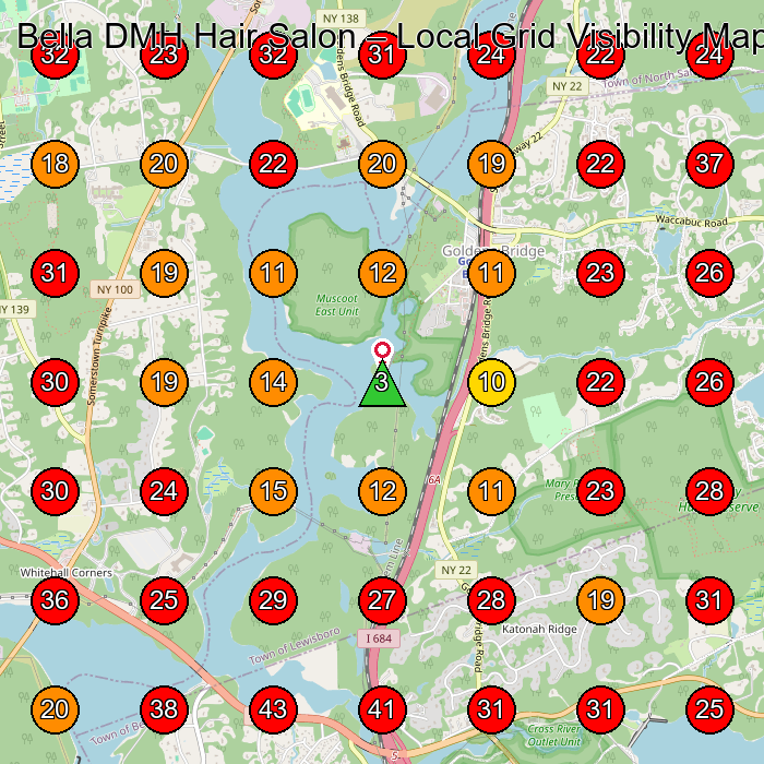 Bella DMH Hair Salon GeoGrid visibility map for Health Insurance Agency in Somers